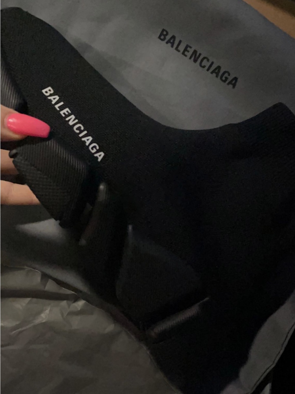 Balenciaga Black Sock Sneakers with White Logo